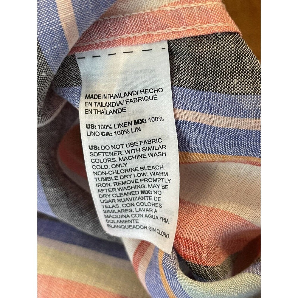 CHICO'S Size 3/XL 100% Linen Striped Colorful Sleeveless V-Neck Top - Picture 5 of 5